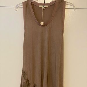 Ya Los Angeles brown tunic tank with lace detail